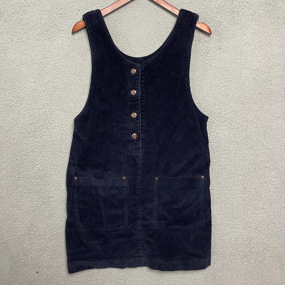 Vintage High Sierra Corduroy Button Dress Womens M Medium Blue 90s Skater Indie